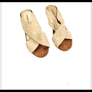 Steve Madden Beige Mule Wedges Sz. 8